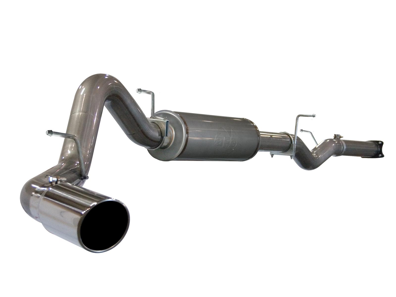 AFE Large Bore-HD 4 IN 409 Stainless Steel Cat-Back Exhaust System w/ Polished Tip - 49-44001