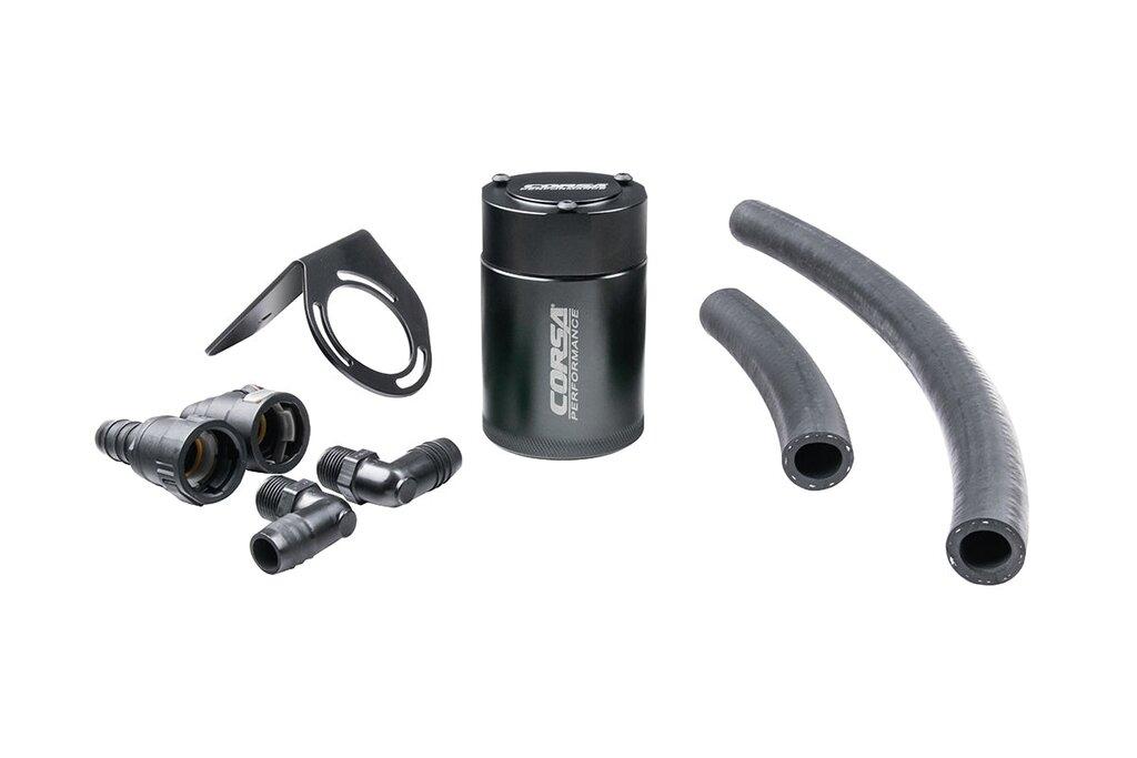 Corsa Performance Aluminum Oil Catch Can with Mounting Bracket (2018-2023 Mustang GT) - CC0003