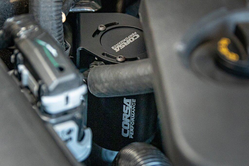 Corsa Performance Aluminum Oil Catch Can with Mounting Bracket (2018-2023 Mustang GT) - CC0003