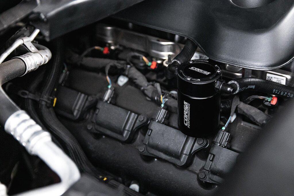 Corsa Performance Aluminum Oil Catch Can with Mounting Bracket (2019+ RAM 5.7L) - CC0004