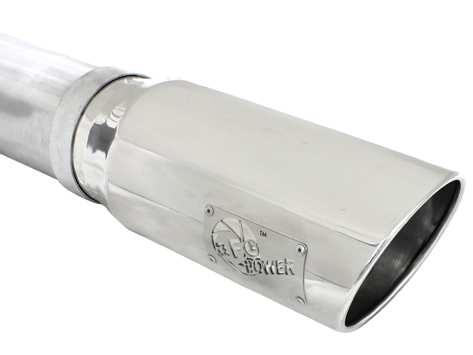 AFE Large Bore-HD 5 IN 409 Stainless Steel DPF-Back Exhaust System w/Polished Tip (2013-2018 2500, 2500, 3500, 3500) - 49-42039-P