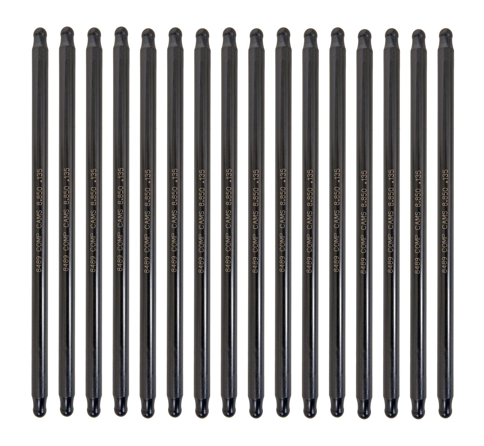 Comp Cams Hi-Tech One-Piece 8.850" Long, .135" Wall, 3/8" Diameter Pushrod Set - 8489-16