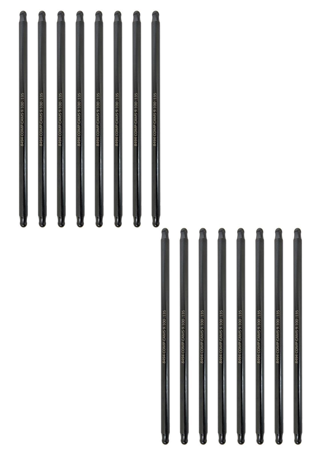 Comp Cams Hi-Tech One-Piece 9.100" Long, .135" Wall, 3/8" Diameter Pushrod Set - 8494-16