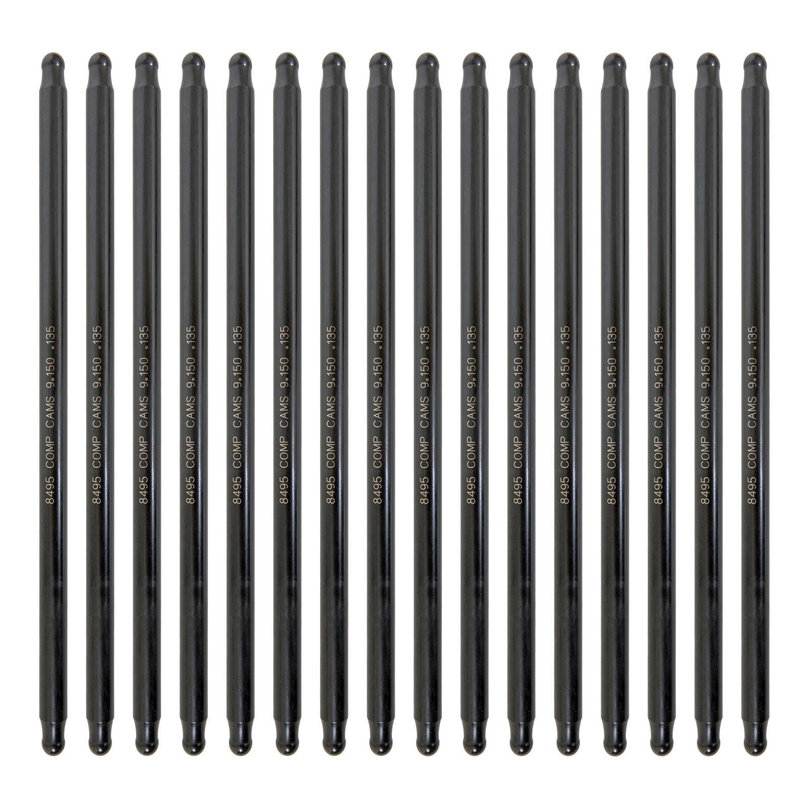 Comp Cams Hi-Tech One-Piece 9.150" Long, .135" Wall, 3/8" Diameter Pushrod Set - 8495-16