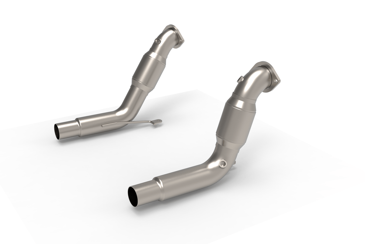 Kooks Stainless Steel Performance GREEN Catted Downpipes (2020-2024 Explorer ST / Lincoln Aviator) - 15113300