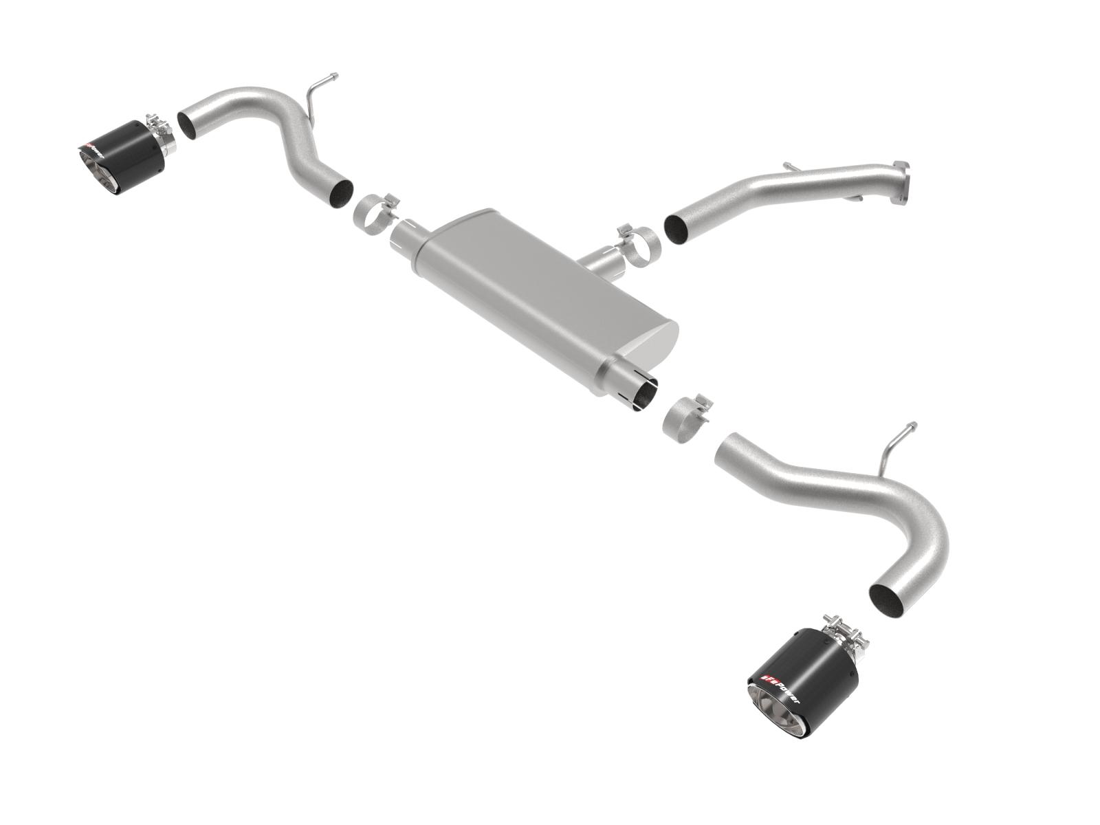 AFE Takeda 2-1/2 IN 409 Stainless Steel Axle-Back Exhaust w/ Carbon Fiber Tips (Hyundai Elantra GT 18-20 L4-1.6L (t)) - 49-47016-C