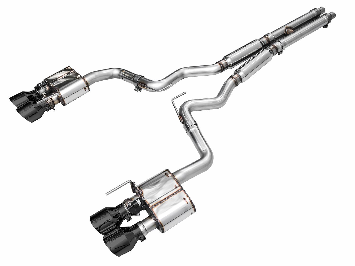 AWE SwitchPath Catback Exhaust - Quad Diamond Black Tips (2024-2026 Mustang GT) - 3025-43650