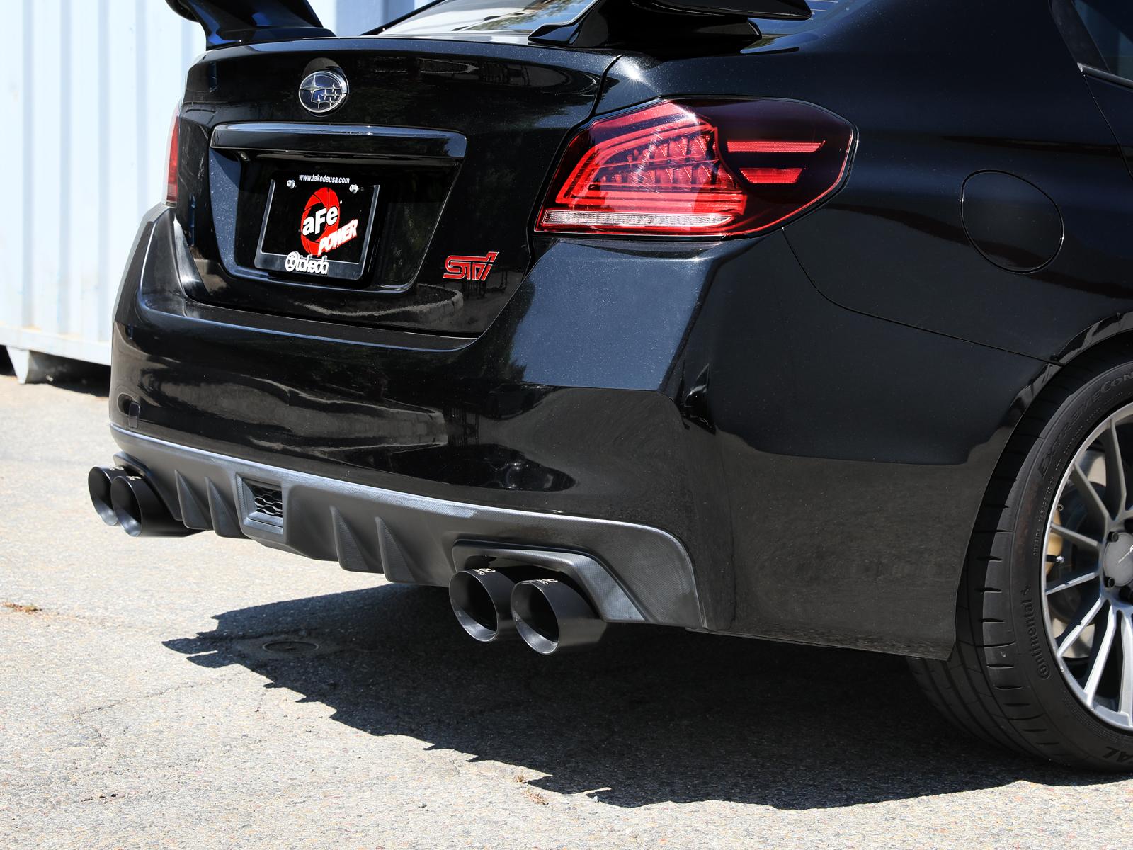 AFE Takeda 3 IN to 2-1/4 IN 304 Stainless Steel Cat-Back Exhaust w/ Black Tip (2015-2021 WRX , WRX STI) - 49-36810-B