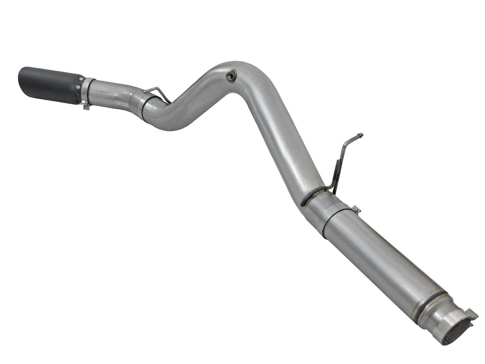 AFE Large Bore-HD 5 IN 409 Stainless Steel DPF-Back Exhaust System w/Black Tip - 49-44081-B