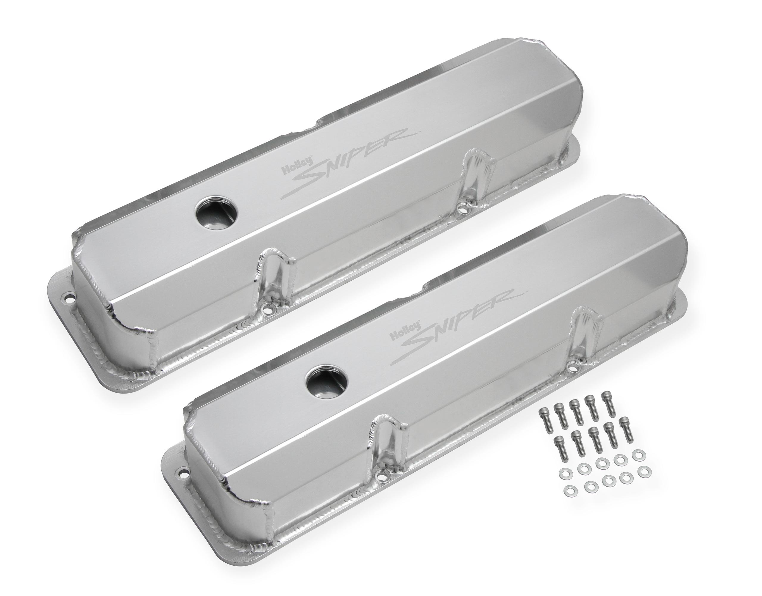 Holley Aluminum Valve Cover Set (1958-1976 F-100, F-150, F-250, F-350, F-500, Club, Country Sedan, Country Squire, Sunliner, Thunderbird, Torino, Victoria, Custom 500, Galaxie 500, GT40, 300, Custom, Courier Sedan Delivery, Custom 300, Del Rio Wagon, Fair