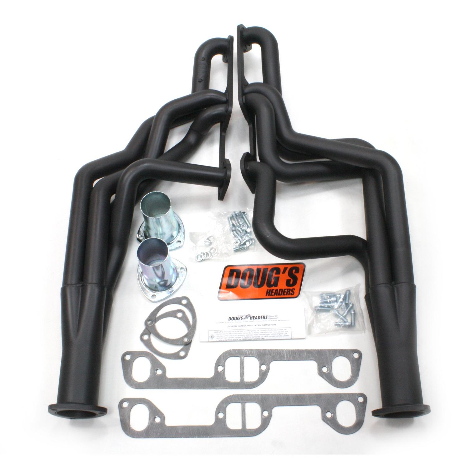 Doug's Long Tube Header 65-70 Pontiac 326-455 1 3/4" Primary 3" Collector Black Hi Temp Coated D521-B  - D521-B