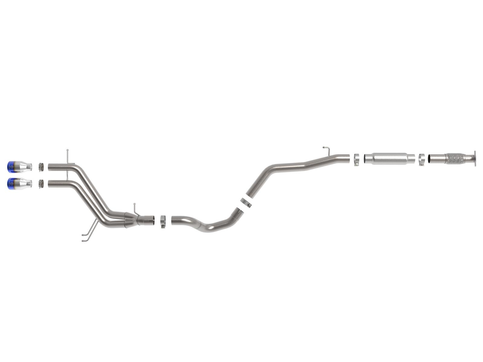 AFE Takeda Cat-Back Exhaust System w/ Dual Rear-Exit Blue-Flame Tip (2013-2017 Veloster) - 49-37018-L