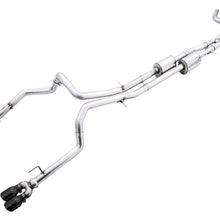 AWE 0FG Catback Split Rear Exit Exhaust for 4th Gen Silverado/Sierra 1500 6.2L (With Bumper Cutouts) - Quad Diamond Black Tips - 3015-43204