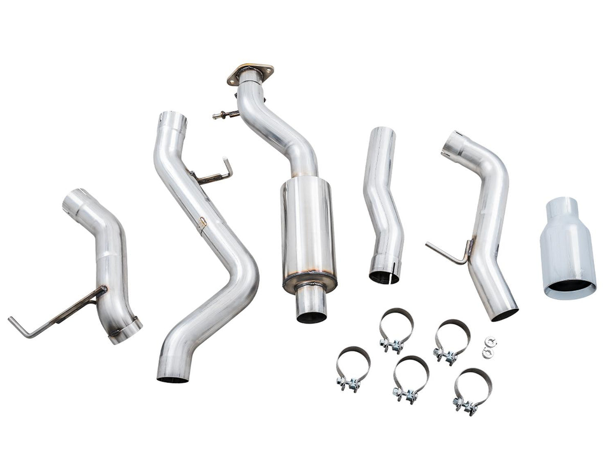 AWE 0FG 3" Catback Exhaust with BashGuard (2021-2025 Ford Bronco 2.3L / 2.7L) - Single 5" Chrome Silver Tip - 3015-22789