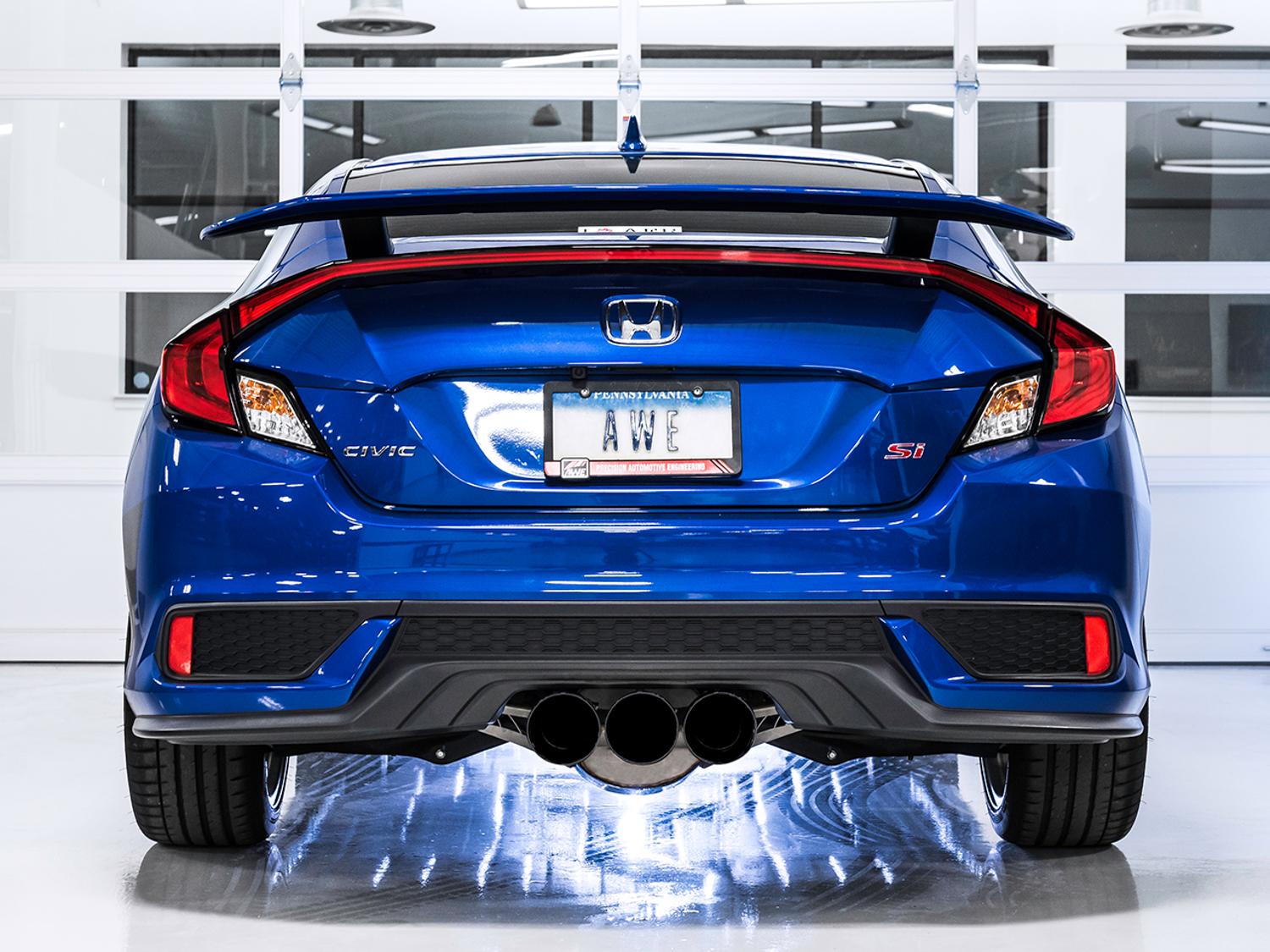 AWE Dual-to-Triple Tip Conversion for 10th Gen Civic Si - Diamond Black Tip (AWE Exhaust required) - 3810-53020