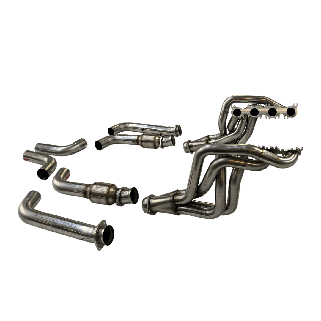 Kooks 2" SS Headers & H.O. GREEN Catted & Competition Connection Street / Strip Kit (2015-2026 Mustang GT 5.0L / 2026+ Dark Horse) - 1151H6SS