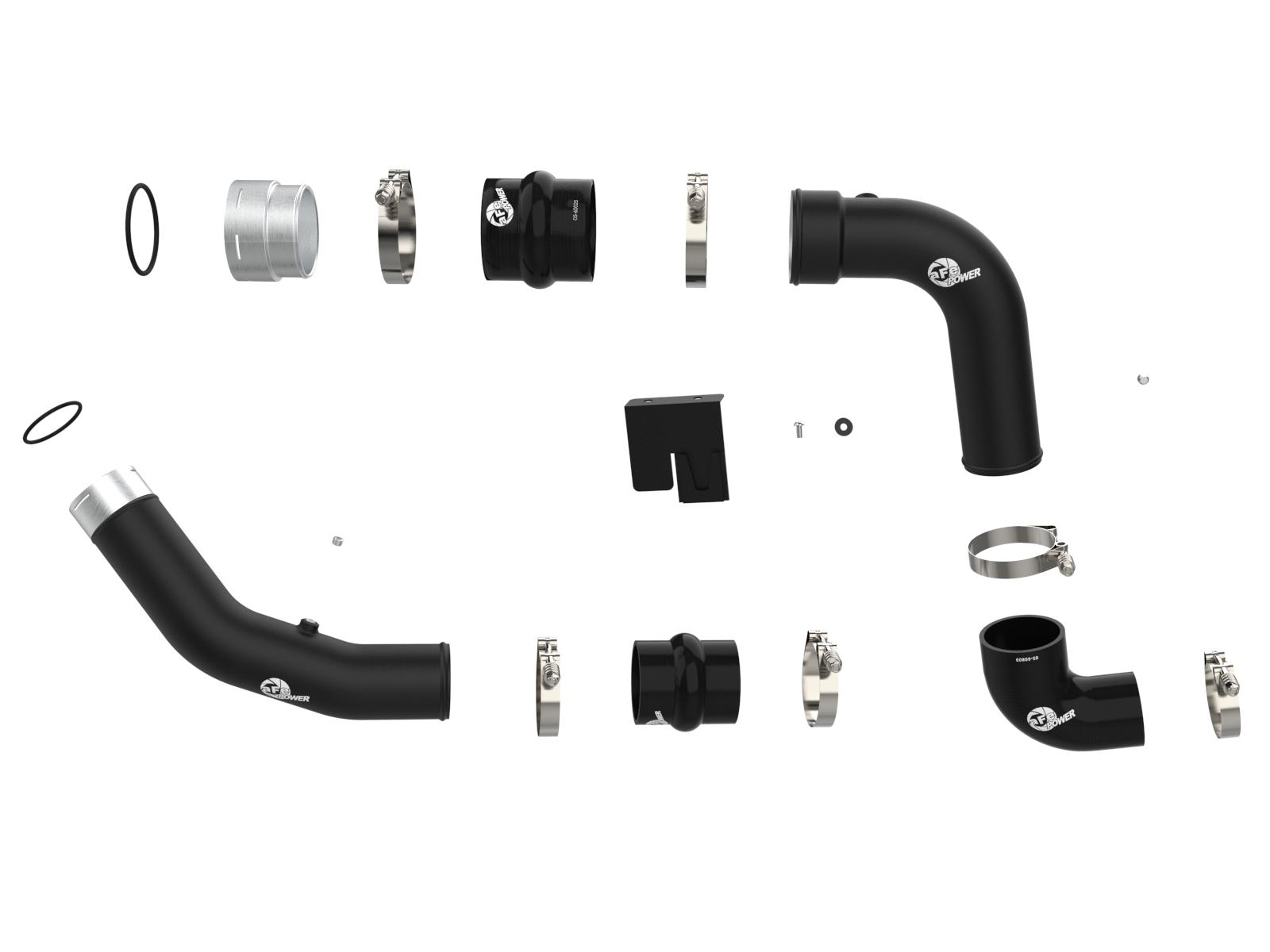 aFe BladeRunner Aluminum Hot and Cold Charge Pipe Kit - Black (2023-2024 Ford Fiesel V8 6.7L TD) - 46-20734-B