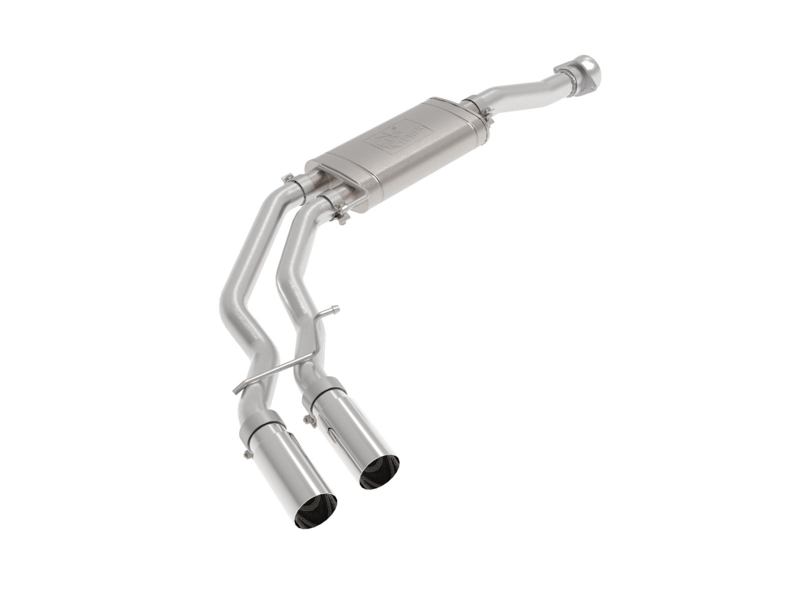 AFE 49-43128-P Rebel Series 3 IN to 2-1/2 IN Stainless Steel Cat-Back Exhaust System w/ Polished Tip (Ford F-150 2021-2024 V6-2.7 TT / 3.5L TT / V8-5.0L)