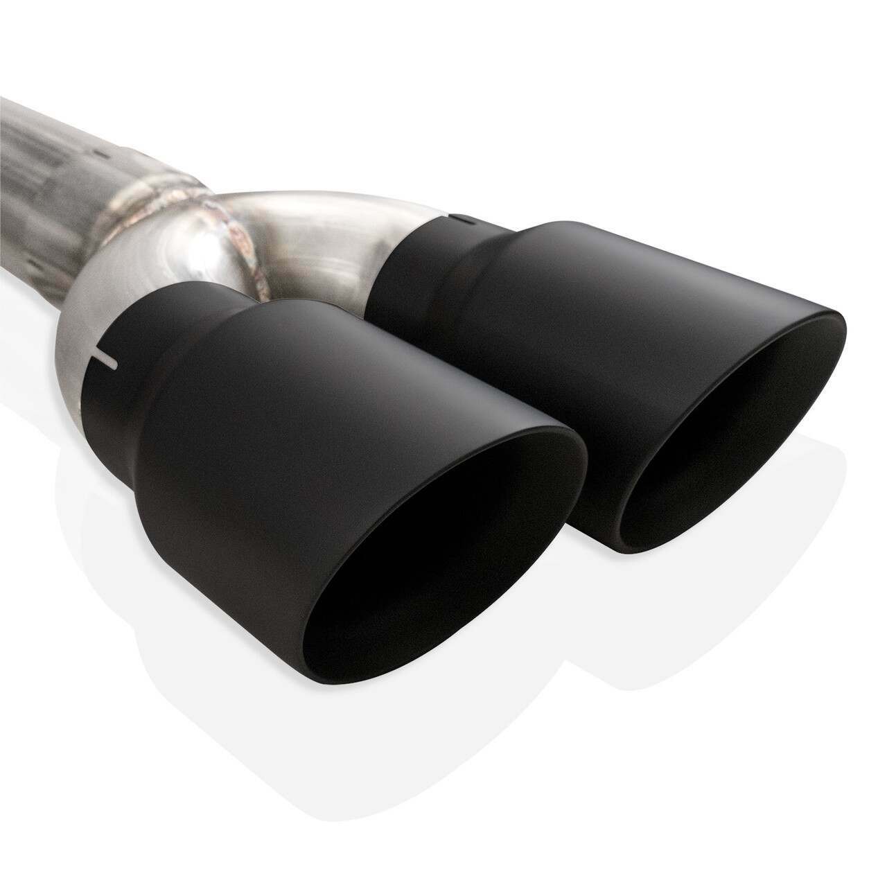 Stainless Works Legend (Classic Sound) Axle-Back - Quad 4" Slash Cut Black-Out Tips (2015-2023 Challenger 5.7L / 6.2L / 6.4L) - CHAL16ABL4B