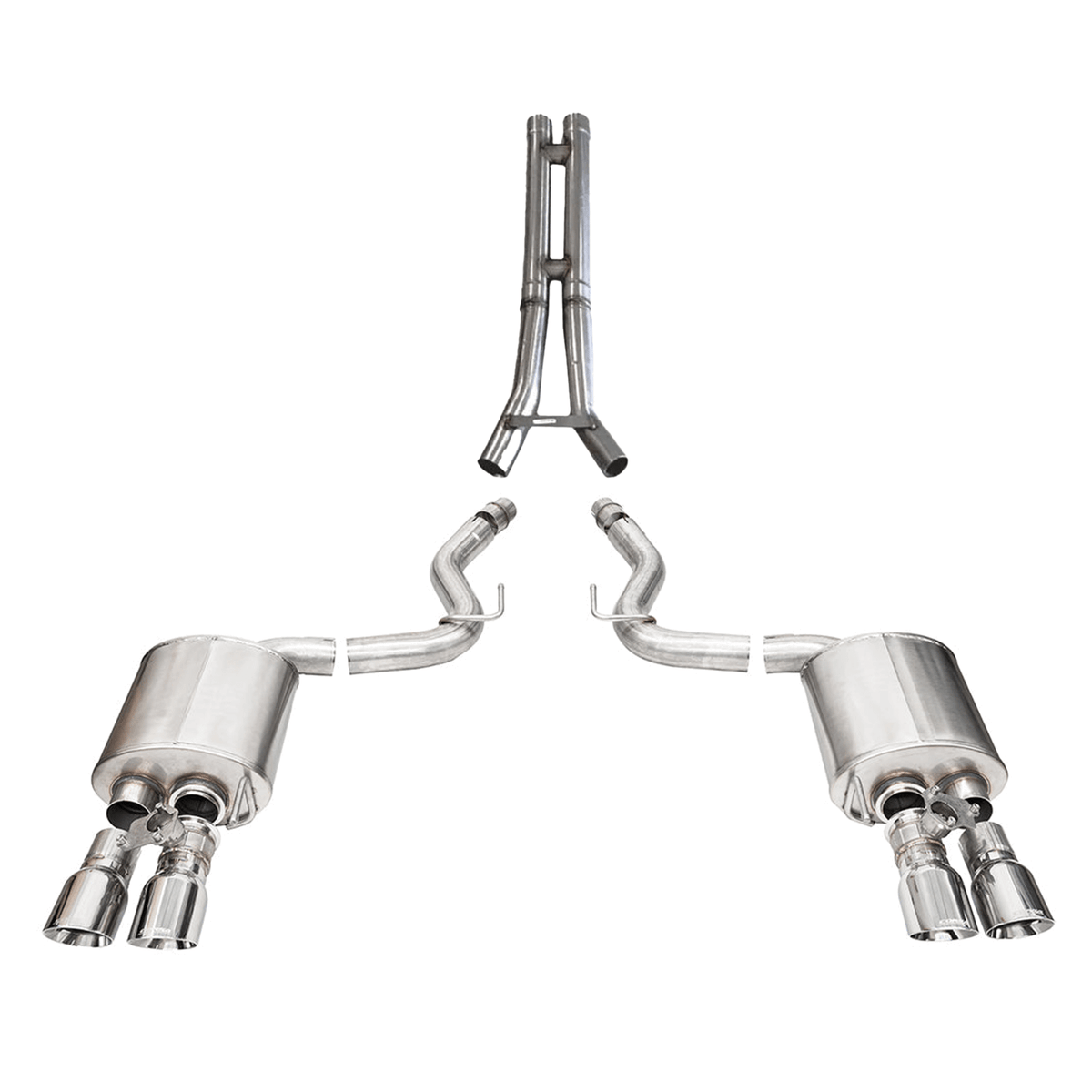 Corsa Performance 3.0" Sport+ Cat-Back Exhaust: HH-Pipe with 4.0" Polished Straight Cut Tips - (2024-2026 Mustang GT Coupe w/ Active Exhaust) - 21262-14502