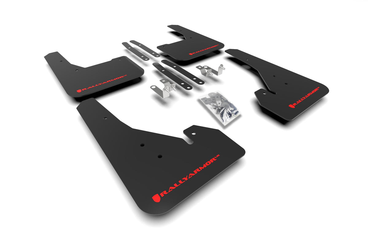 Rally Armor Black Mud Flap/Red Logo (2019-2025 Corolla SE, Corolla SE Nightshade, Corolla XSE, Corolla) - MF67-UR-BLK/RD