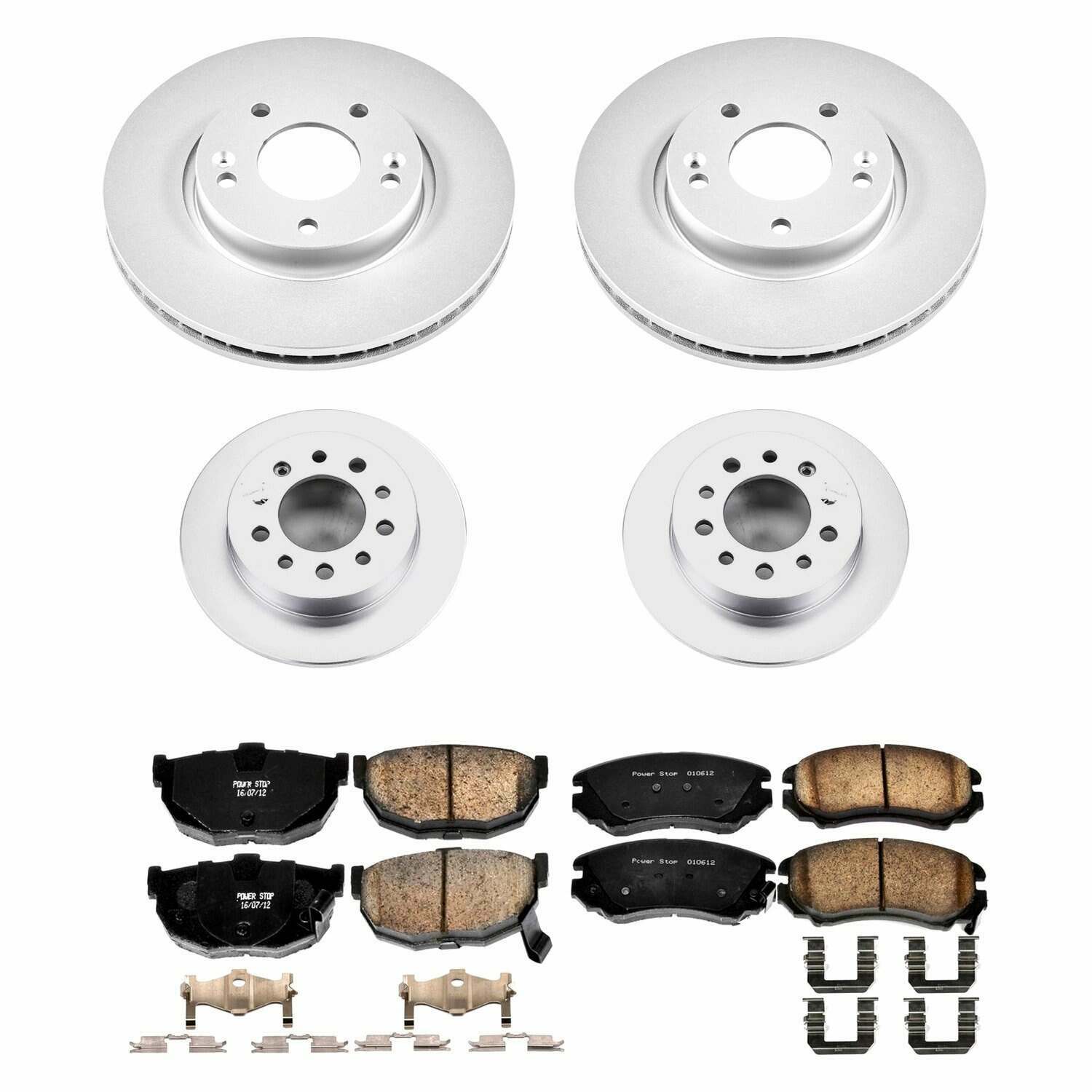 Power Stop 03-08 Hyundai Tiburon Front & Rear Z17 Evolution Geomet Coated Brake Kit - CRK166