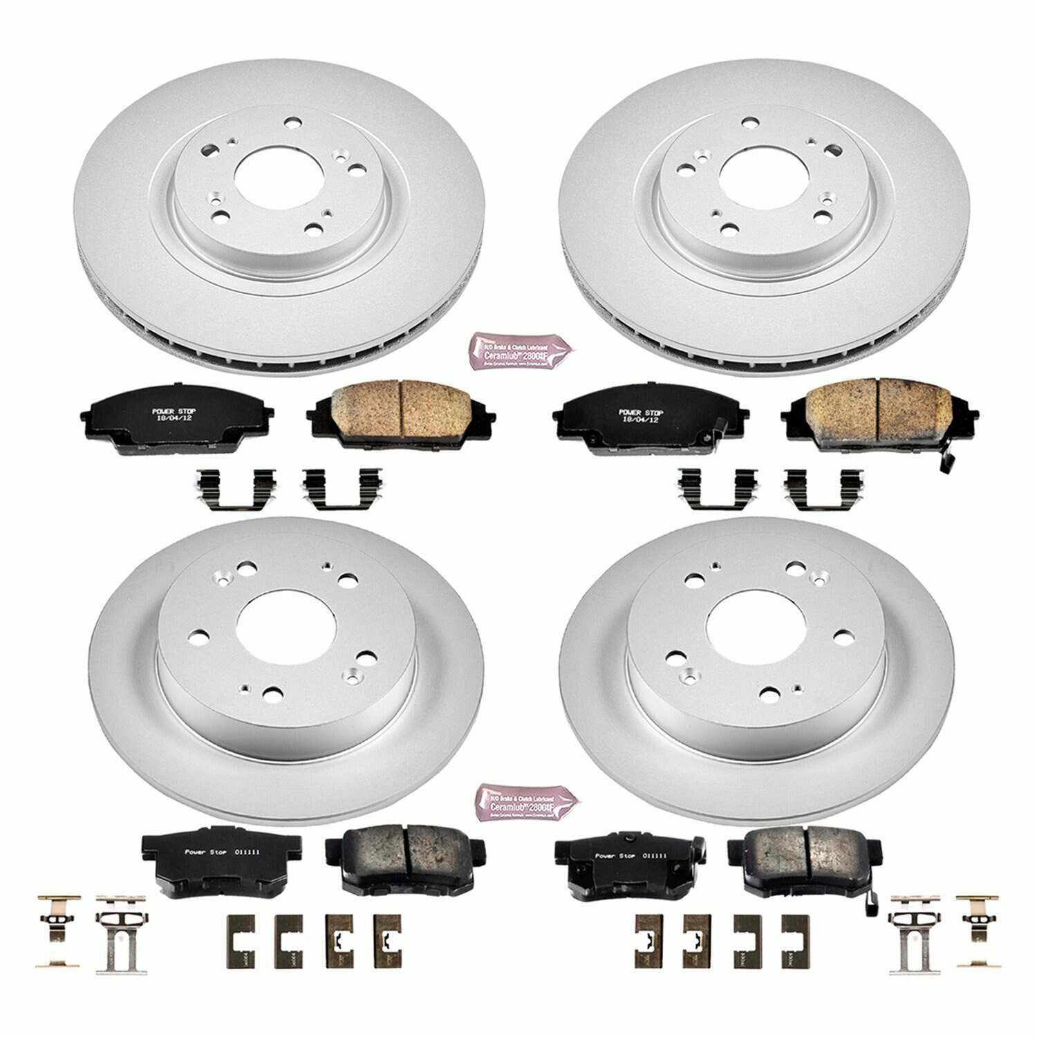 Power Stop 06-11 Honda Civic Front & Rear Z17 Evolution Geomet Coated Brake Kit - CRK2440
