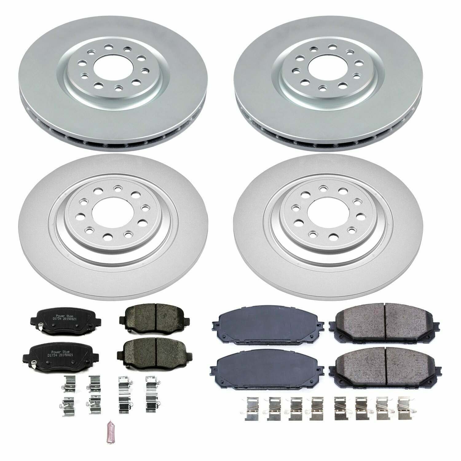 Power Stop 17-19 Jeep Cherokee Front & Rear Z17 Evolution Geomet Coated Brake Kit - CRK7415