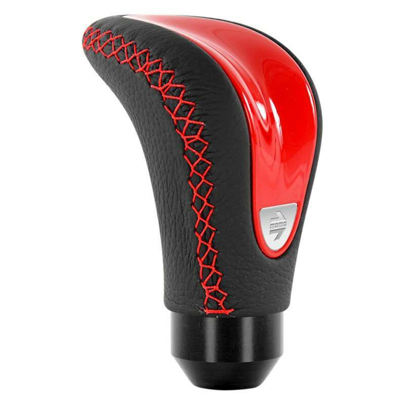 Momo Shift Knob - Combat Evo, Black Leather, Red Insert, Red Stitching - CTERED
