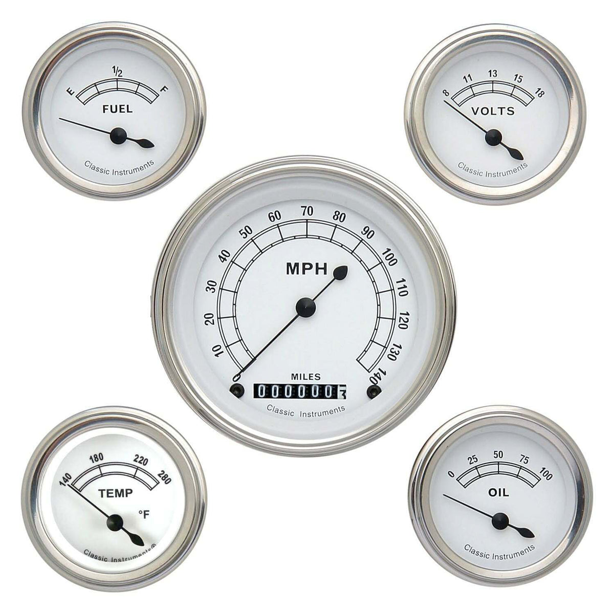 Classic Instruments Classic White 5 Gauge Set - CW00SLF