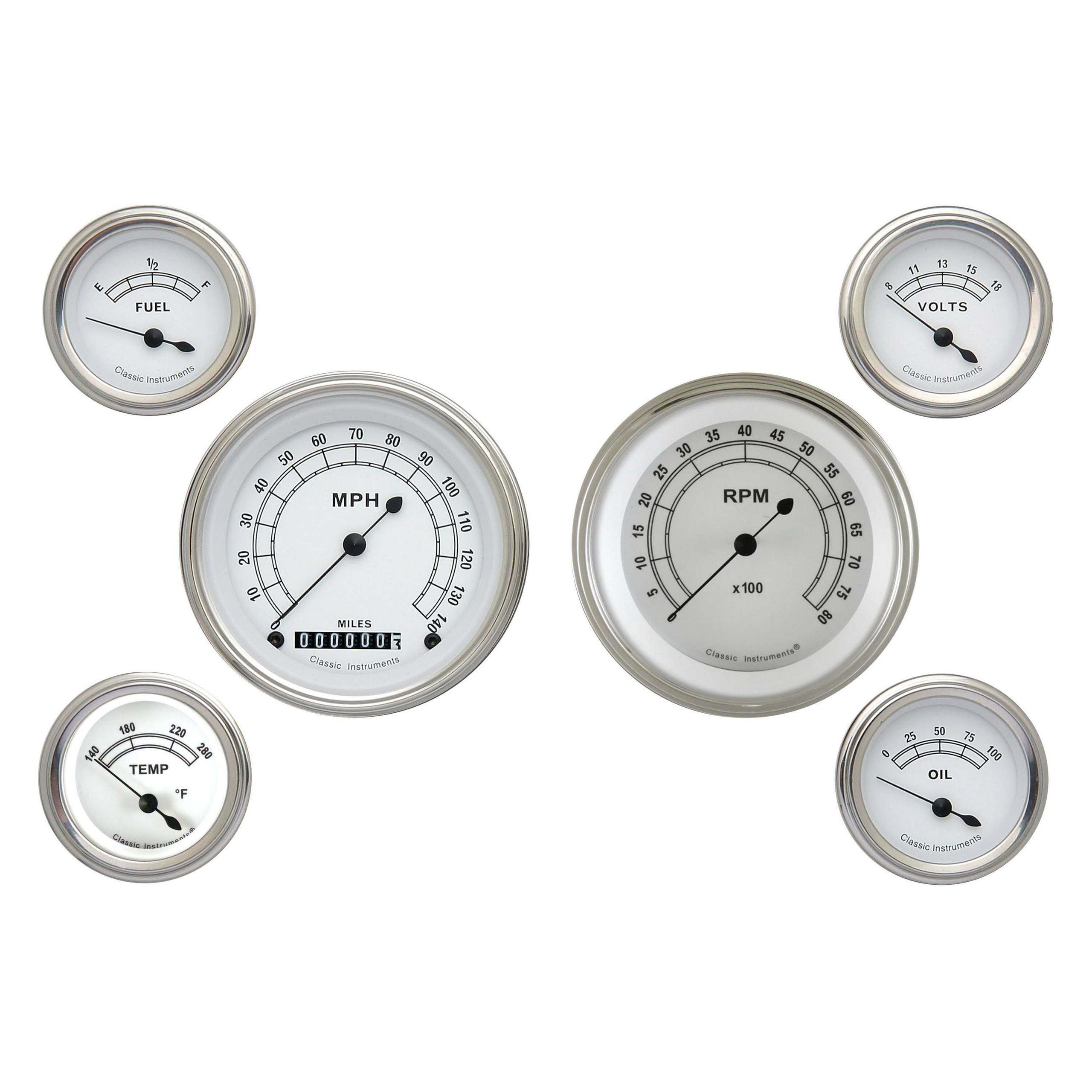 Classic Instruments Classic White 6 Gauge Set - CW01SLF
