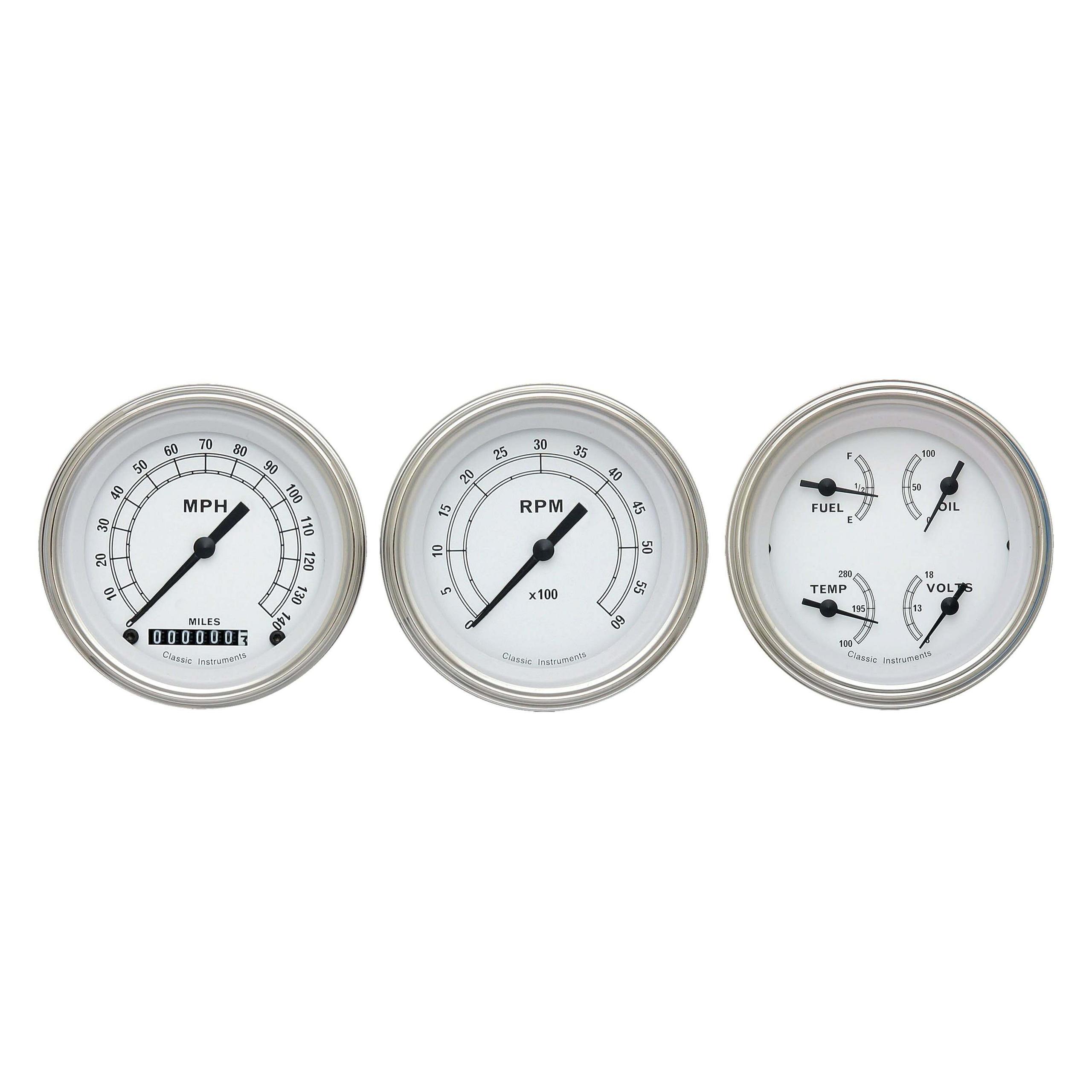 Classic Instruments Classic White 3 Gauge Set - CW03SLF