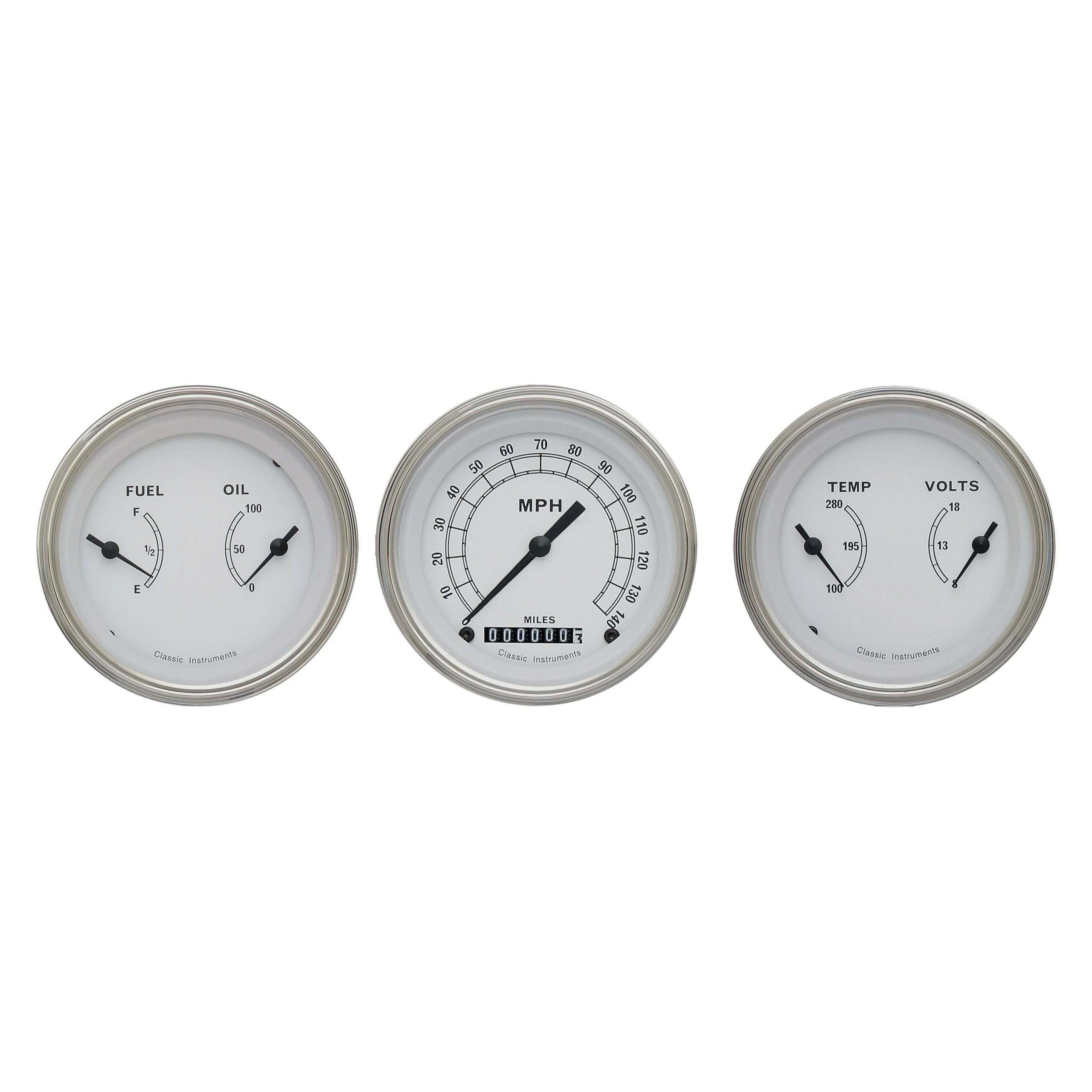 Classic Instruments Classic White 3 Gauge Set - CW04SLF