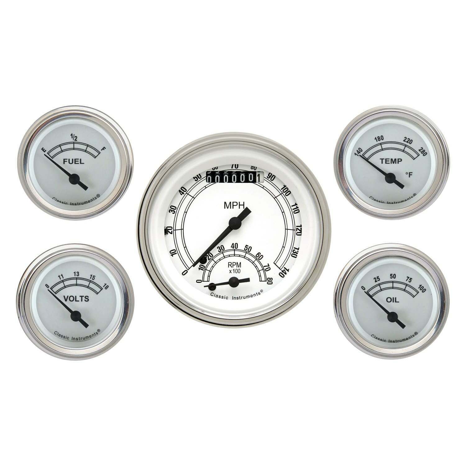 Classic Instruments Classic White 5 Gauge Set - CW35SLF
