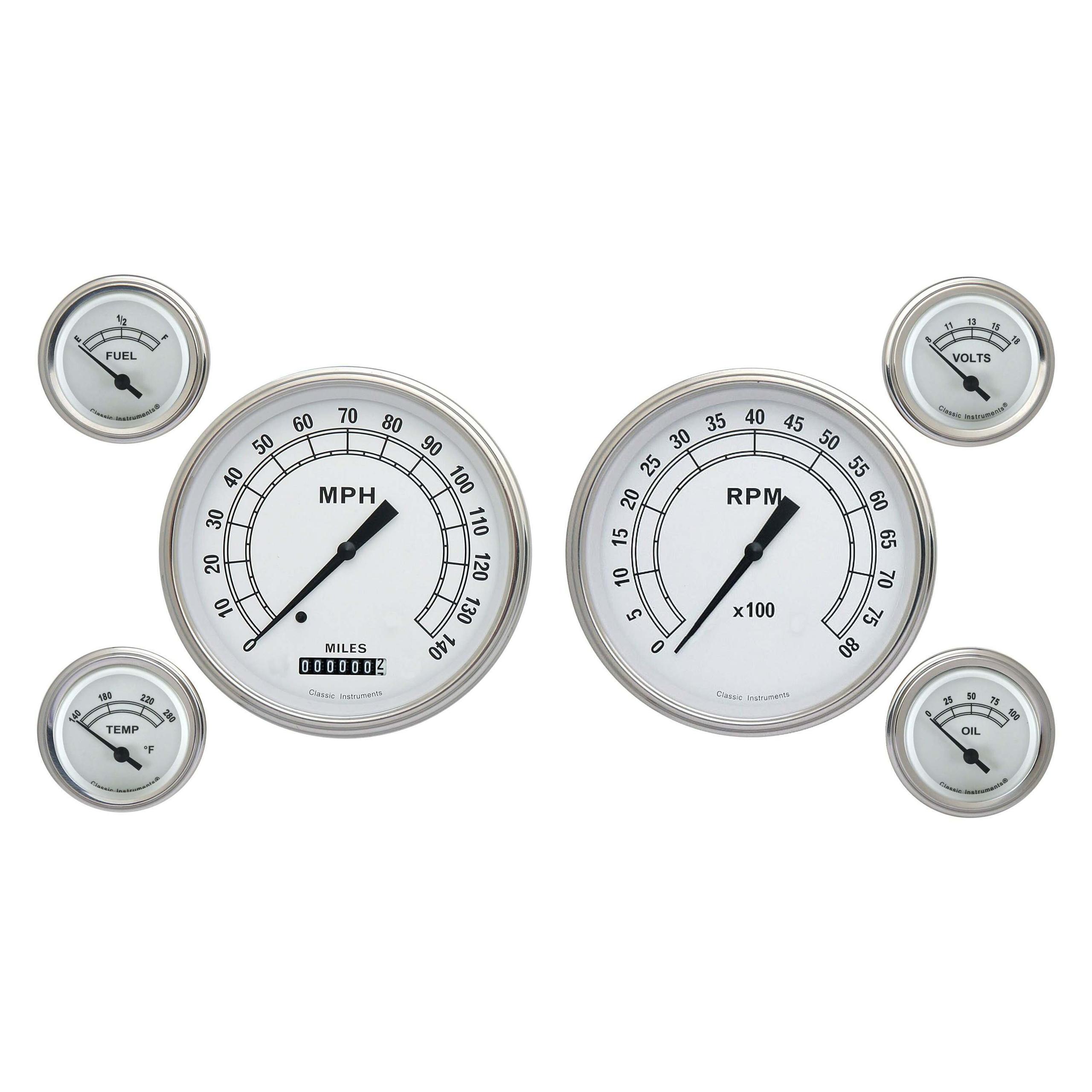 Classic Instruments Classic White 6 Gauge Set - CW51SLF