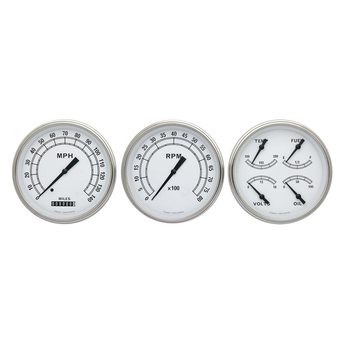 Classic Instruments Classic White 3 Gauge Set - CW53SLF