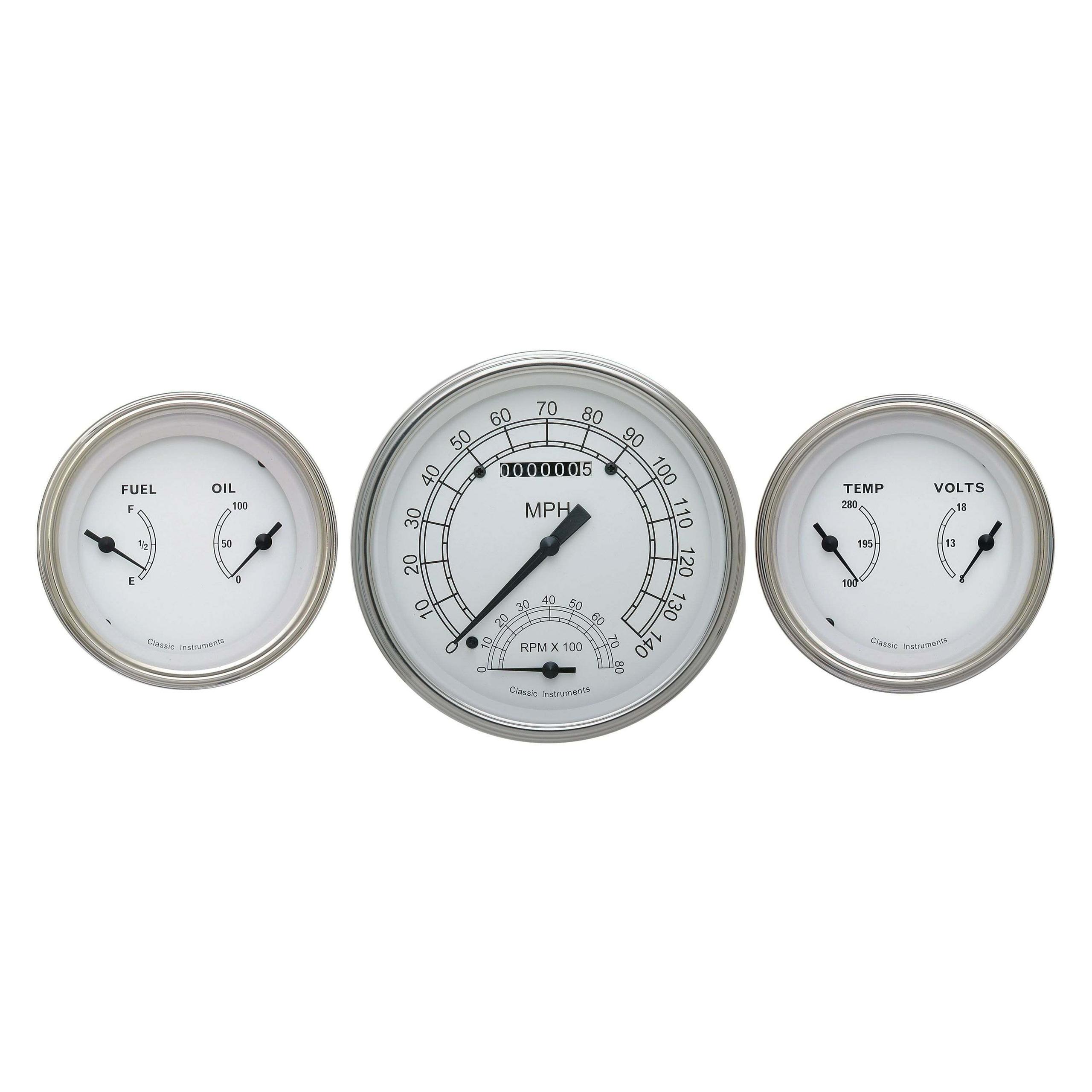 Classic Instruments Classic White 3 Gauge Set - CW61SLF