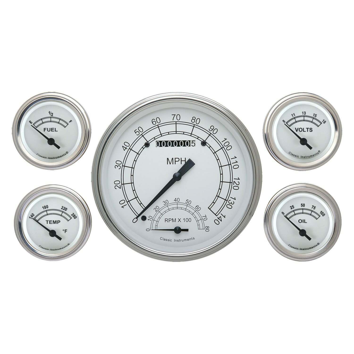 Classic Instruments Classic White 5 Gauge Set - CW65SLF