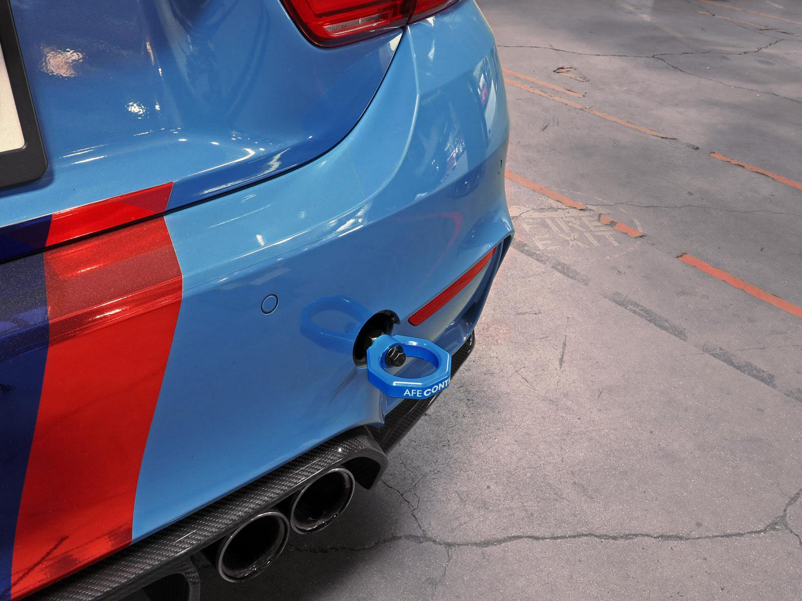 aFe CONTROL Rear Tow Hook Blue - 450-502002-L