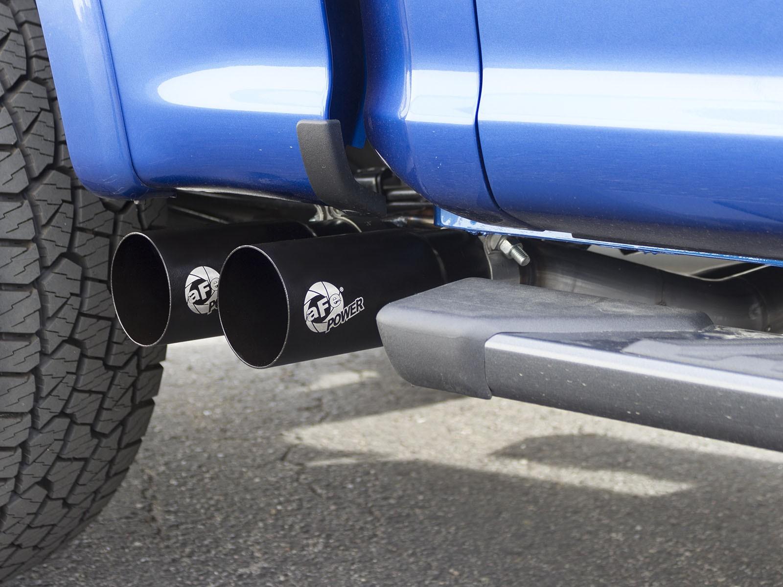 AFE 49-43128-B Rebel Series 3 IN to 2-1/2 IN Stainless Steel Cat-Back Exhaust System w/ Black Tip (2021-2025 Ford F-150 V6-2.7 TT / 3.5L TT / V8-5.0L)