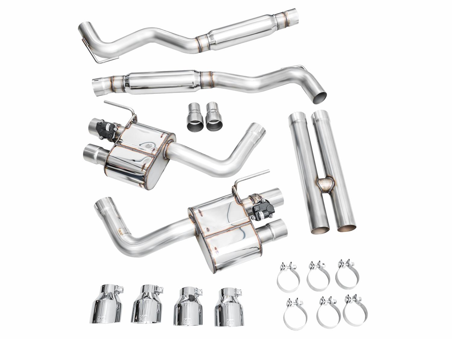 AWE SwitchPath Catback Exhaust - Quad Chrome Silver Tips (2024-2026 Mustang GT) - 3025-42650