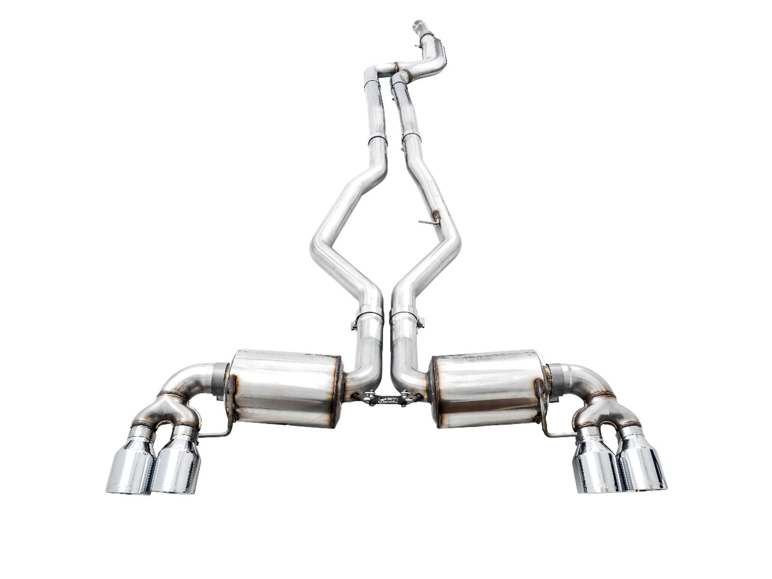 AWE Non-Resonated Touring Edition Exhaust for G20 M340i - Chrome Silver Tips (2019+ 3 Series) - 3015-42148