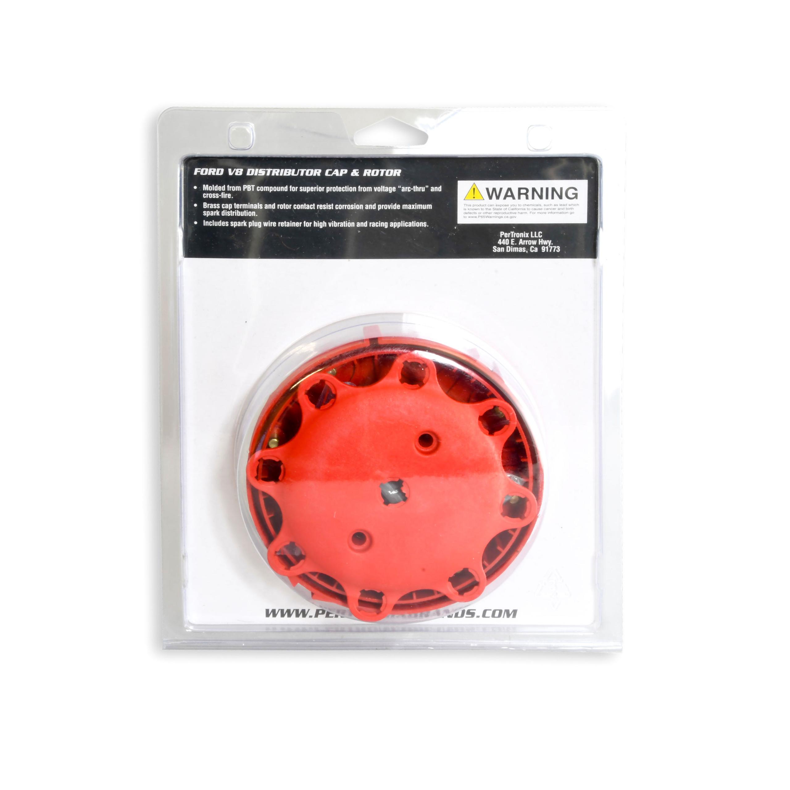 Pertronix Flame-Thrower Hei Distributor Cap And Rotor Kit - Red (Ford V8) - D4021