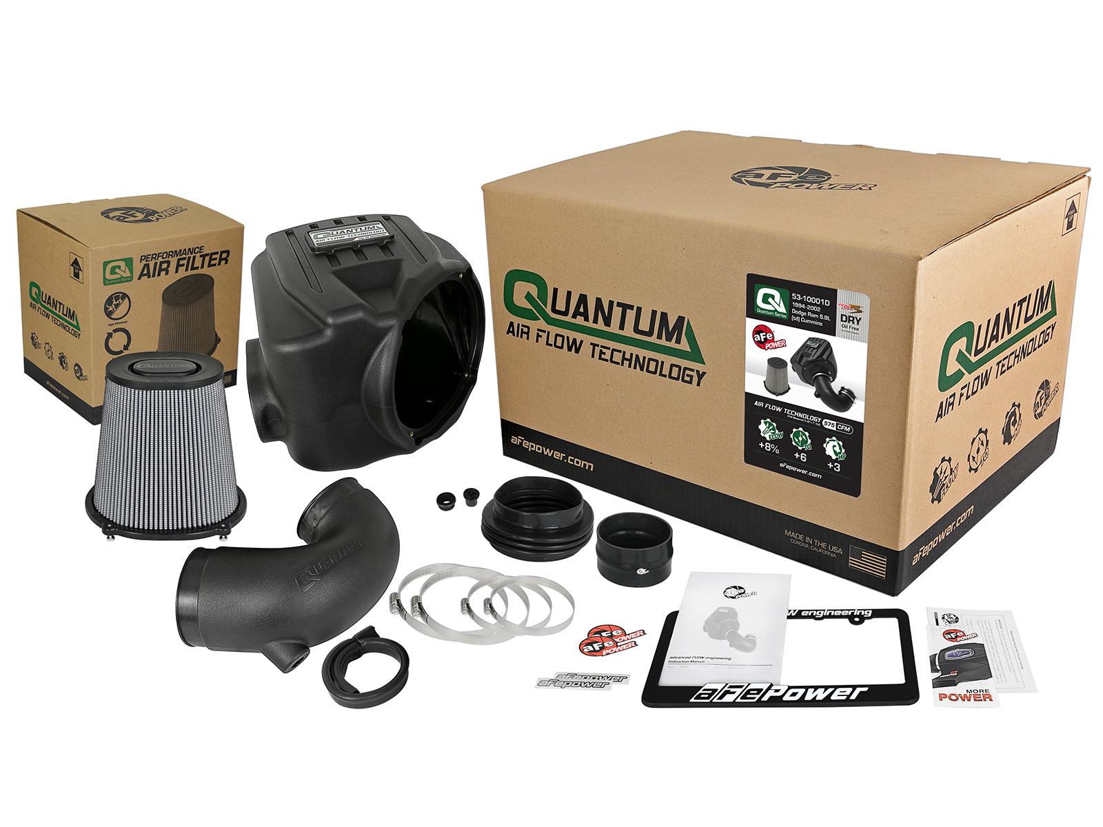 AFE QUANTUM Cold Air Intake System w/ Pro DRY S Media (1994-2002 Ram 2500, Ram 3500) - 53-10001D