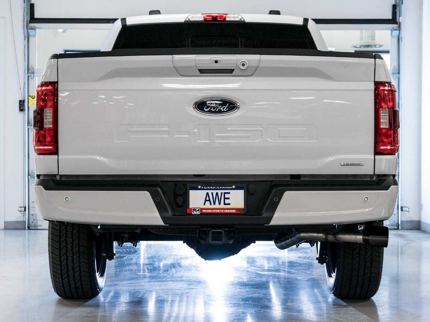 AWE 0FG 3" Dual Side Exit Catback Exhaust - 4.5" Diamond Silver Tips 2021-2025 F-150 2.7L / 3.5L / 5.0L) - 3015-23059