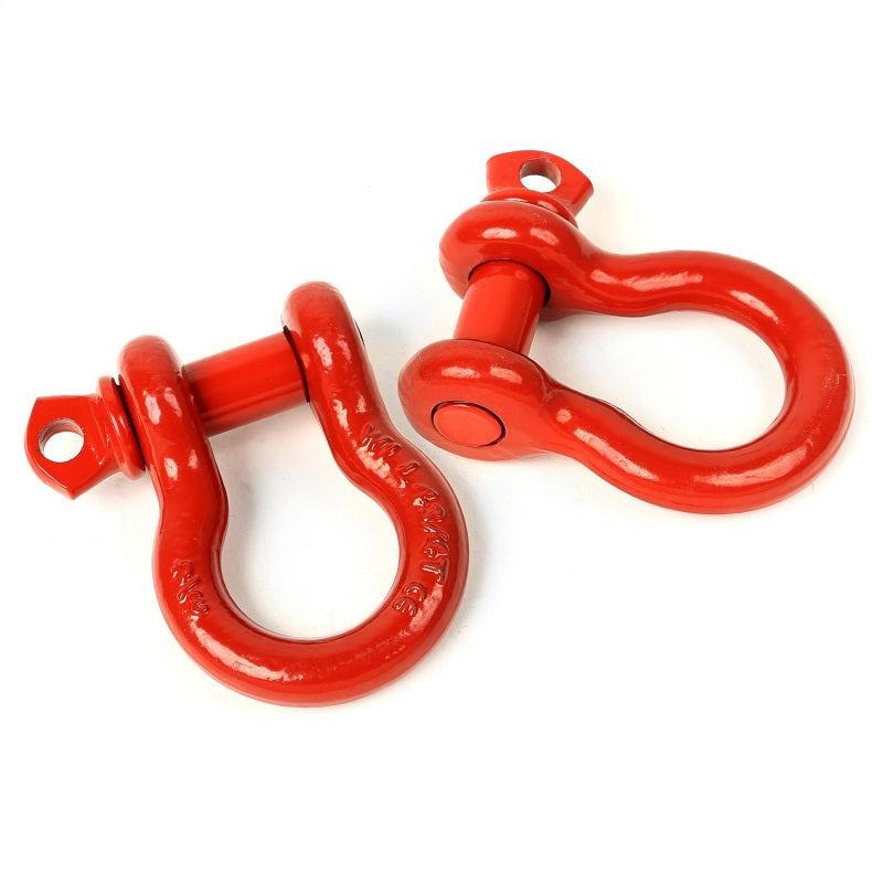 Rugged Ridge D-Ring Shackle Kit 3/4 Inch Red Steel Pair - 11235.08