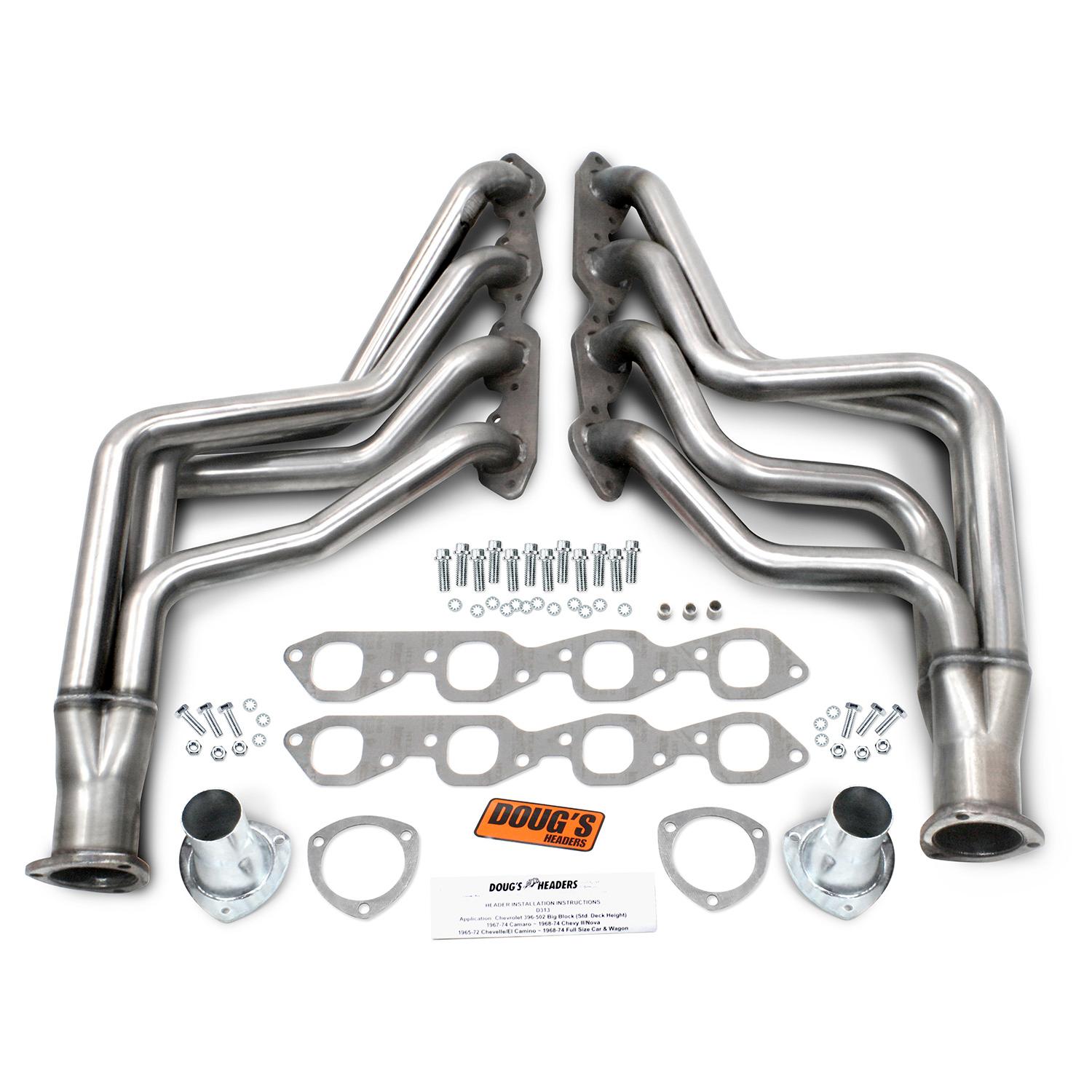 Doug's 304 Stainless Long Tube Header 64-77 GM F & A Body 396-502 BBC 1 3/4" Primary 3" Collector - D313-SS