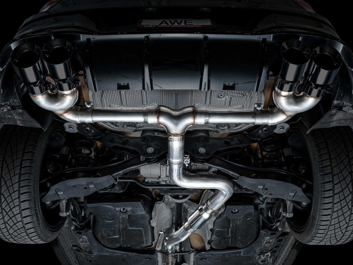 AWE Track Edition Exhaust for Volkswagen MK8 Golf R - Diamond Black Tips - 3020-43658