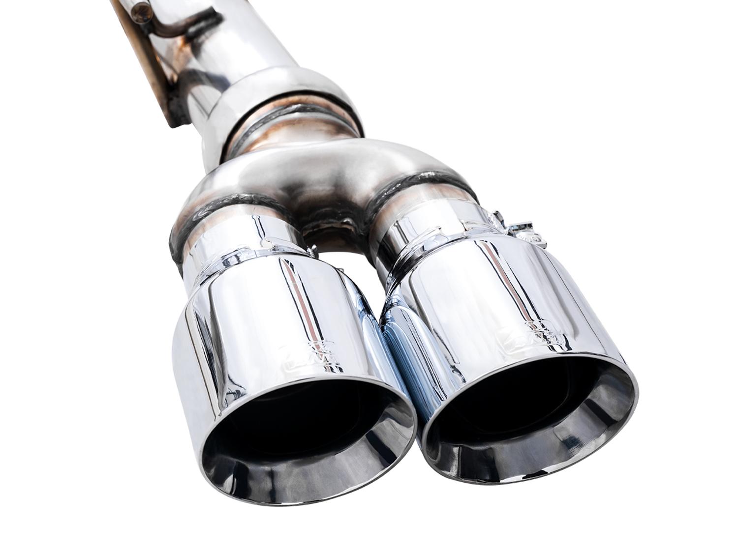 AWE 0FG Catback Split Rear Exit Exhaust for 4th Gen Silverado/Sierra 1500 5.3L (With Bumper Cutouts) - Quad Chrome Silver Tips - 3015-42201