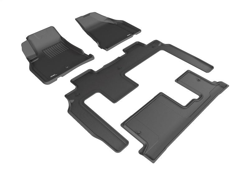3D MAXpider 2007-2017 GMC Acadia/Acadia Limited Kagu 1st & 2nd & 3rd Row Floormats - Black